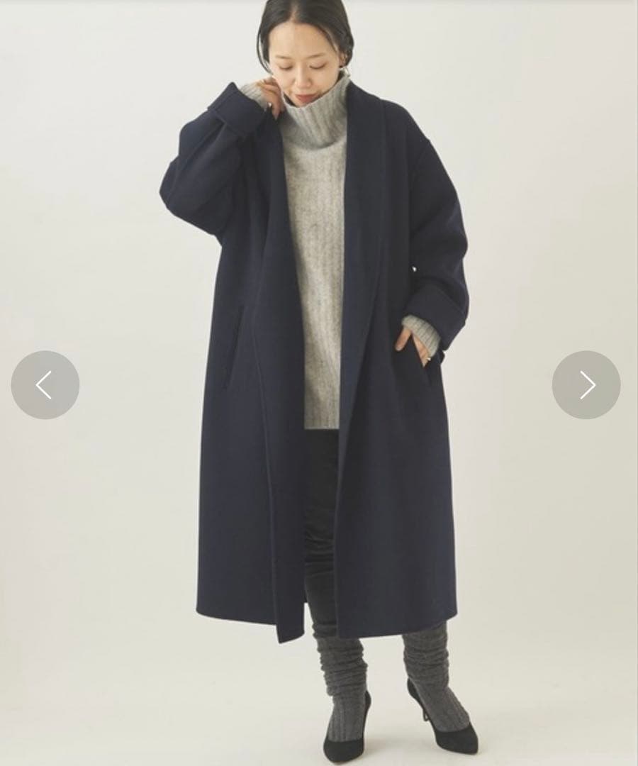 plage 160Sショールカラーラベルテッドコート ネイビー　36