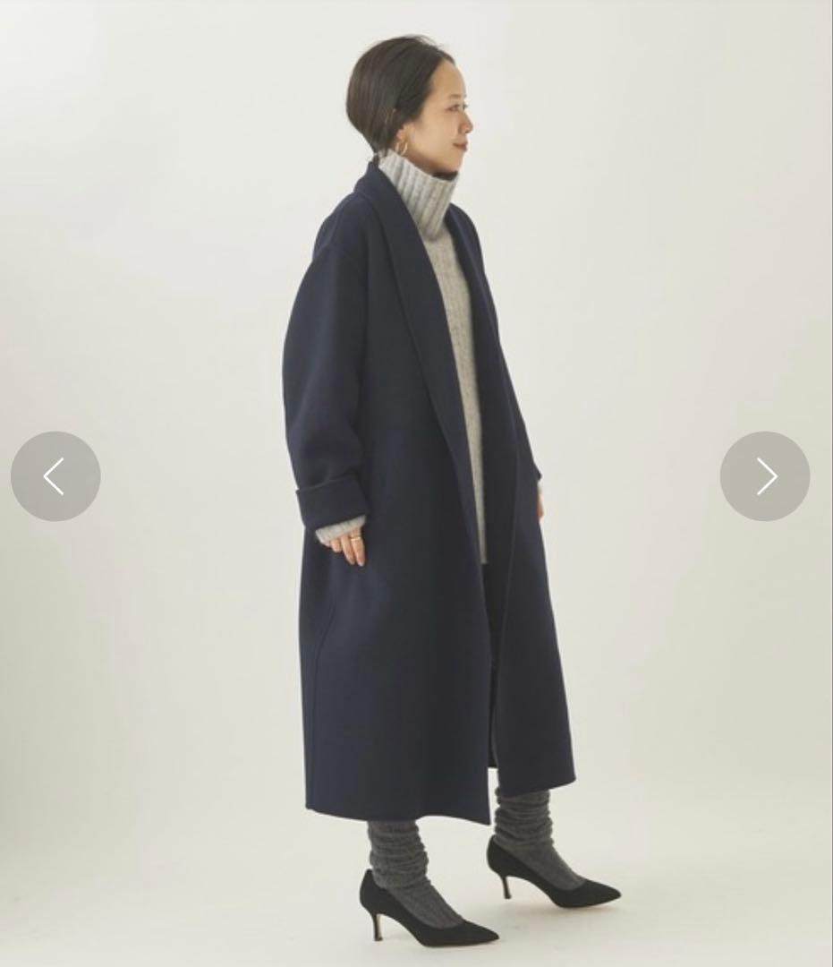 plage 160Sショールカラーラベルテッドコート ネイビー　36