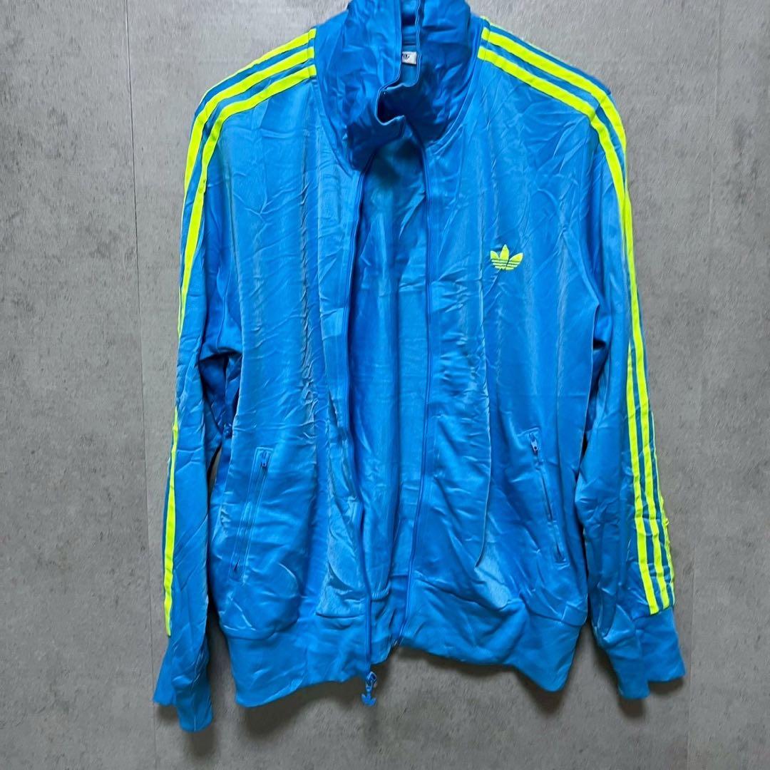 adidas アディダス　蛍光ライン　トラックジャケット ビッグトレフォイルロゴ