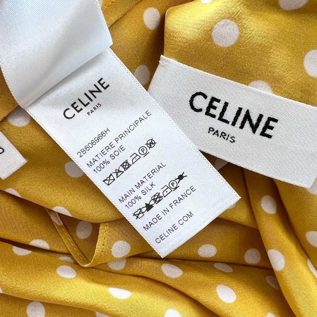 未使用★CELINE★シルク★ドット★ボウタイ★ブラウス★エディスリマン