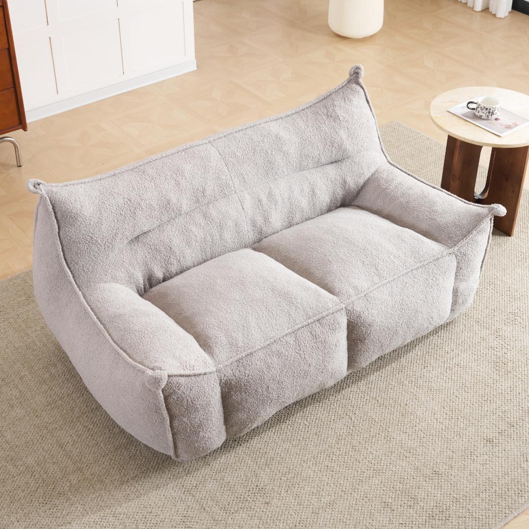 【二人掛けソファ / ライトグレー】圧縮ソファ クッションソファー ふわふわ感