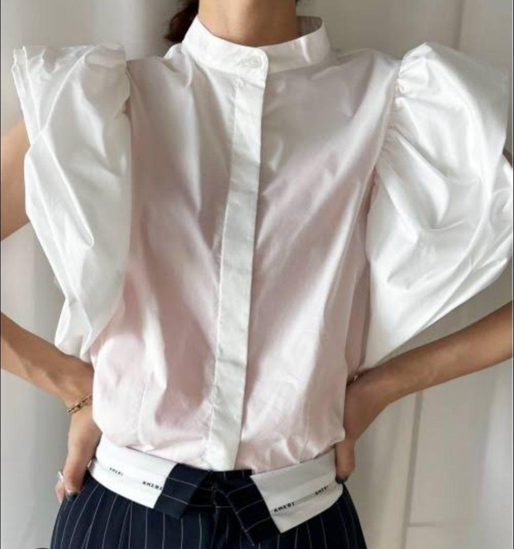 完売品 Ameri アメリ2025ss ペタルスリーブブラウス 黒