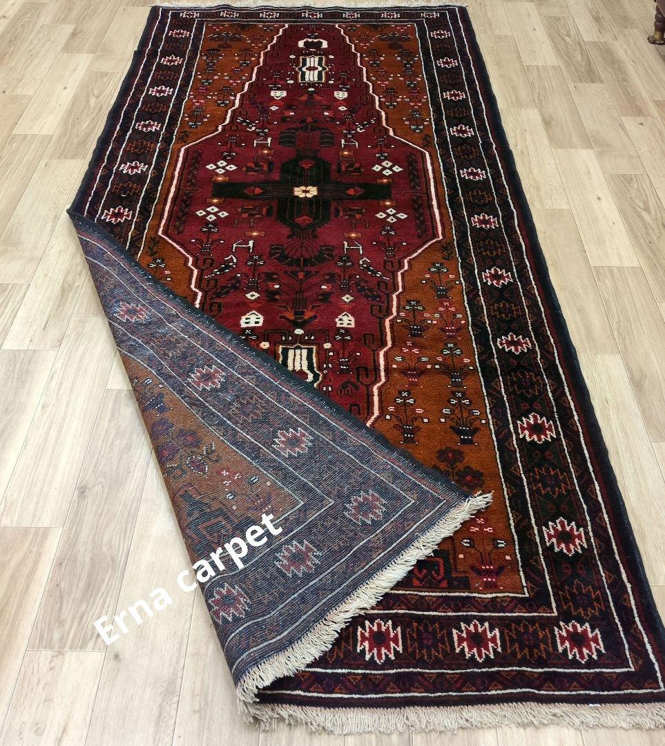 ペルシャ絨毯 バルーチ 手織り 295x125ｃｍ ウール balouch