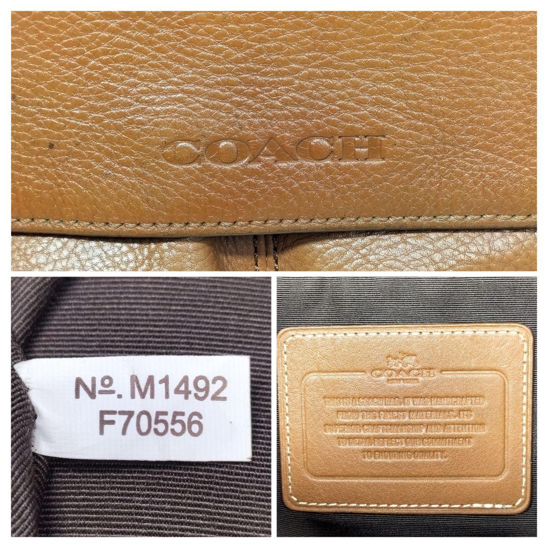 コーチ ショルダーバッグ 本革 レザー ブラウン キャメル メッセンジャーバッグ