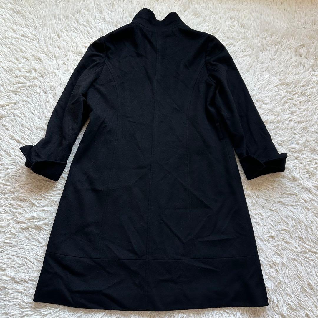 組曲　カシミヤ100%ロングコート　スタンドカラー　黒　ブラック　大きいサイズ