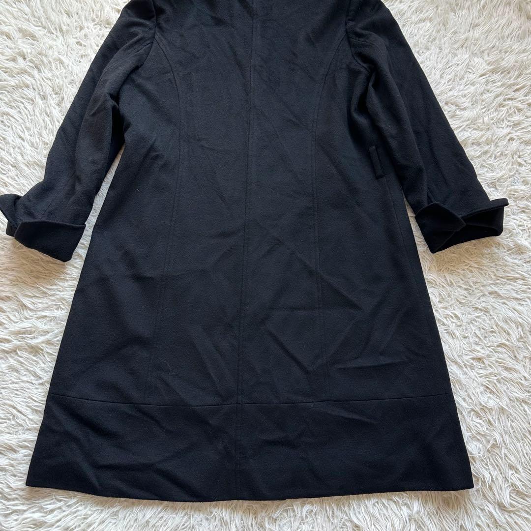 組曲　カシミヤ100%ロングコート　スタンドカラー　黒　ブラック　大きいサイズ