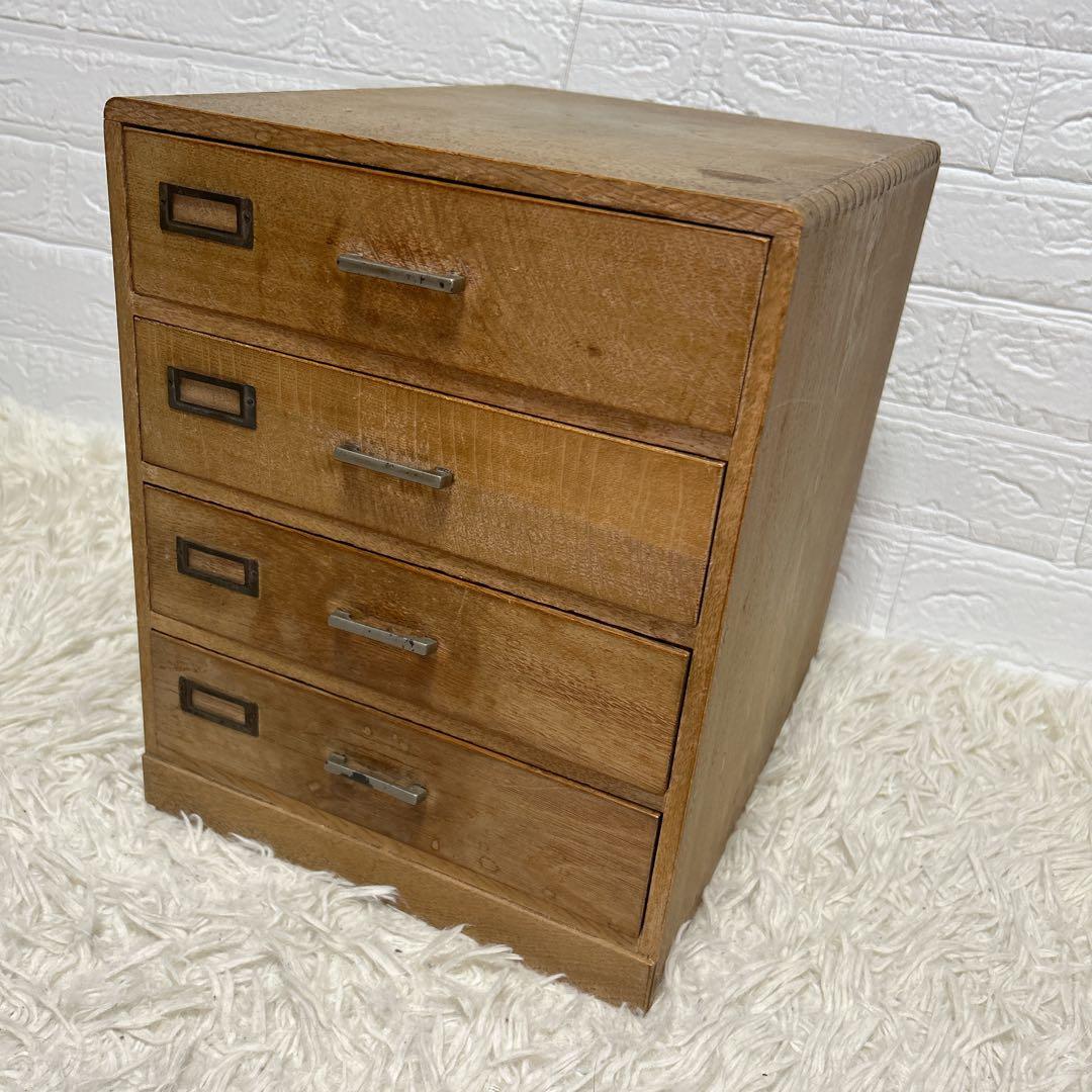 アンティーク古道具⭐︎ 引き出し4段　小引き出し ネームプレート付き　レターケース