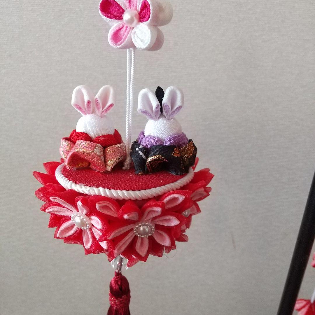 つまみ細工 つるし雛 つるし飾り 　うさぎのお雛様 BOX付き❗️