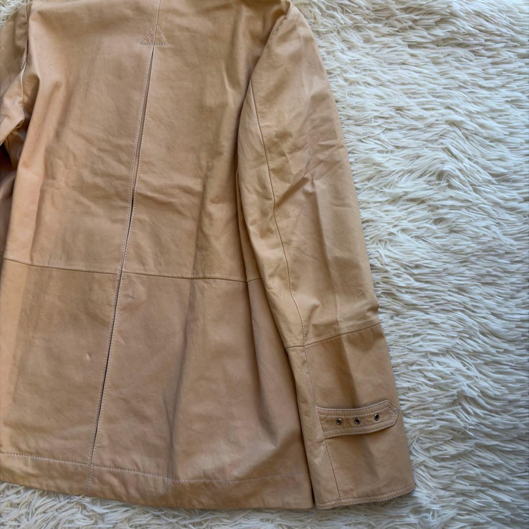 ブルネロクチネリ 羊革 レザー ハーフコート ジャケット LL キャメル
