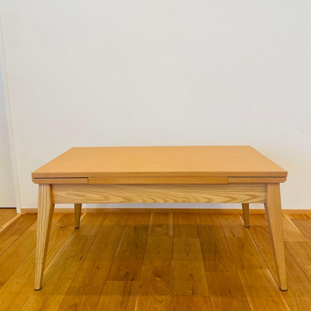 北欧風 テーブル エクステンションテーブル 拡張式 ナチュラル 木 机