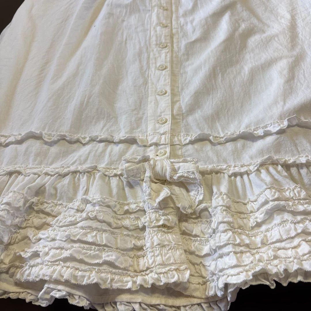 ピンクハウス　　ピコフリルコットンスカート　リボン　ペチスカート　前あき