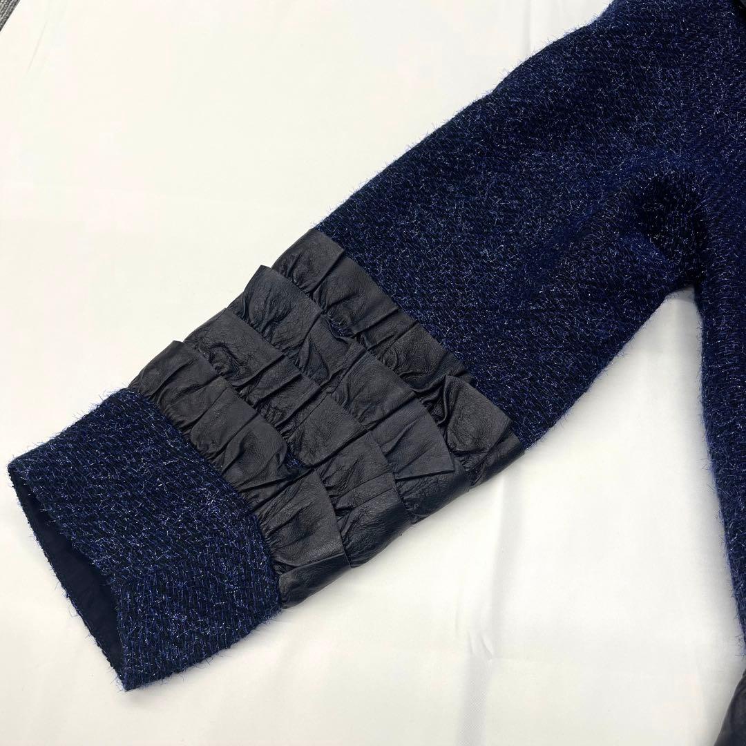 人気モデル✨CHANEL ラメ　ツイード　トップス　ネイビー