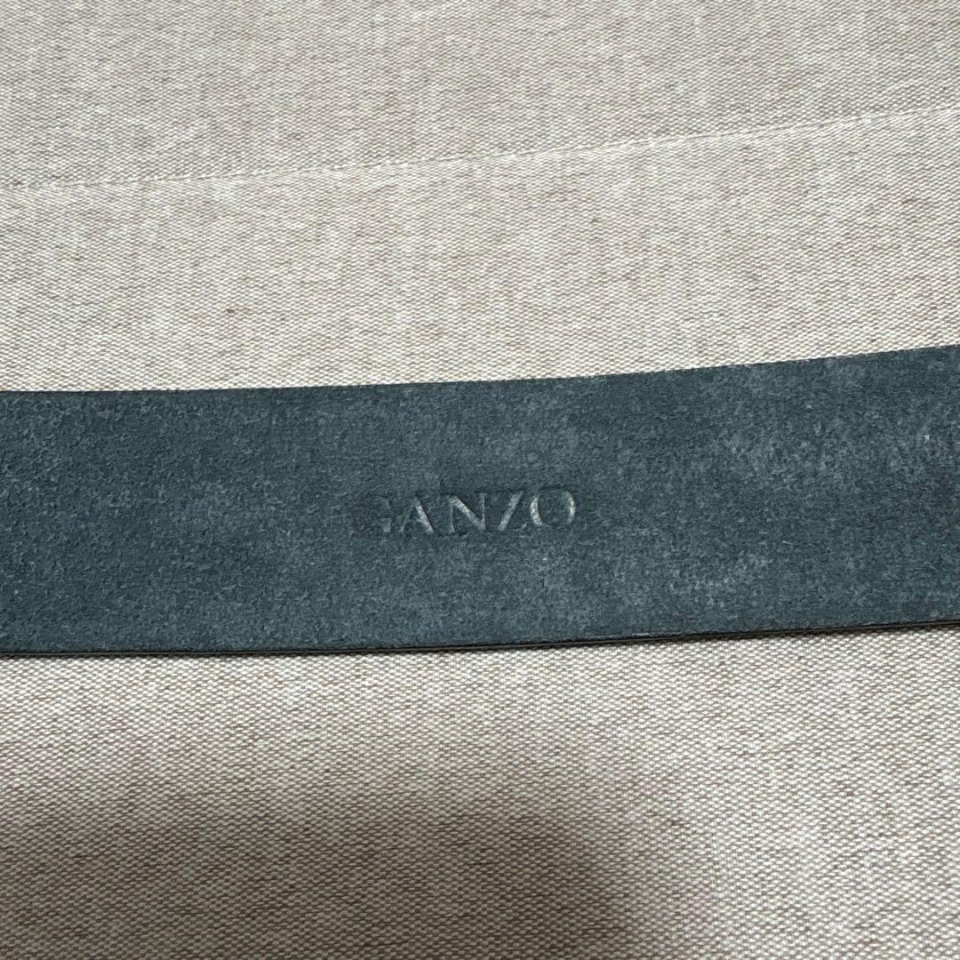 GANZO 黒レザー型押しベルト シルバーバックル