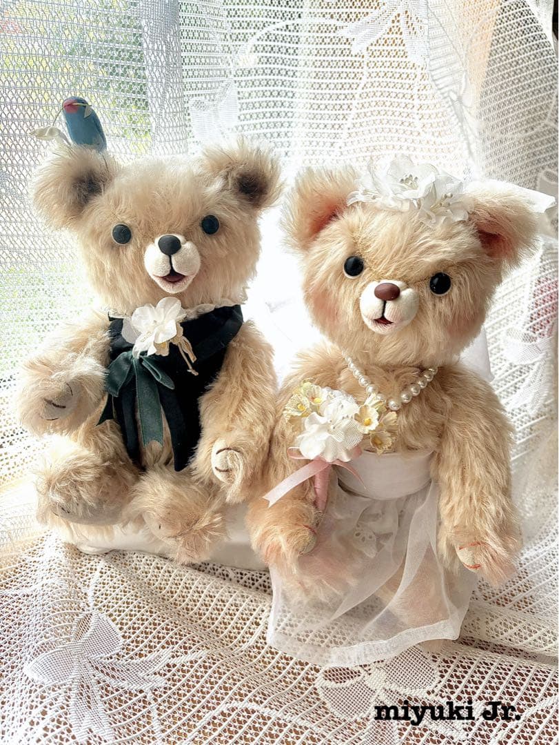 ハンドメイドテディベア　天然モヘア　ペアセット♡♡
