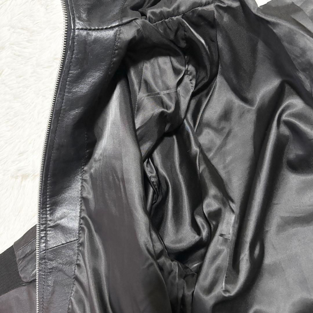 ESTROISLOSE サスティナブルレザー 七分袖 レザージャケット ブラック