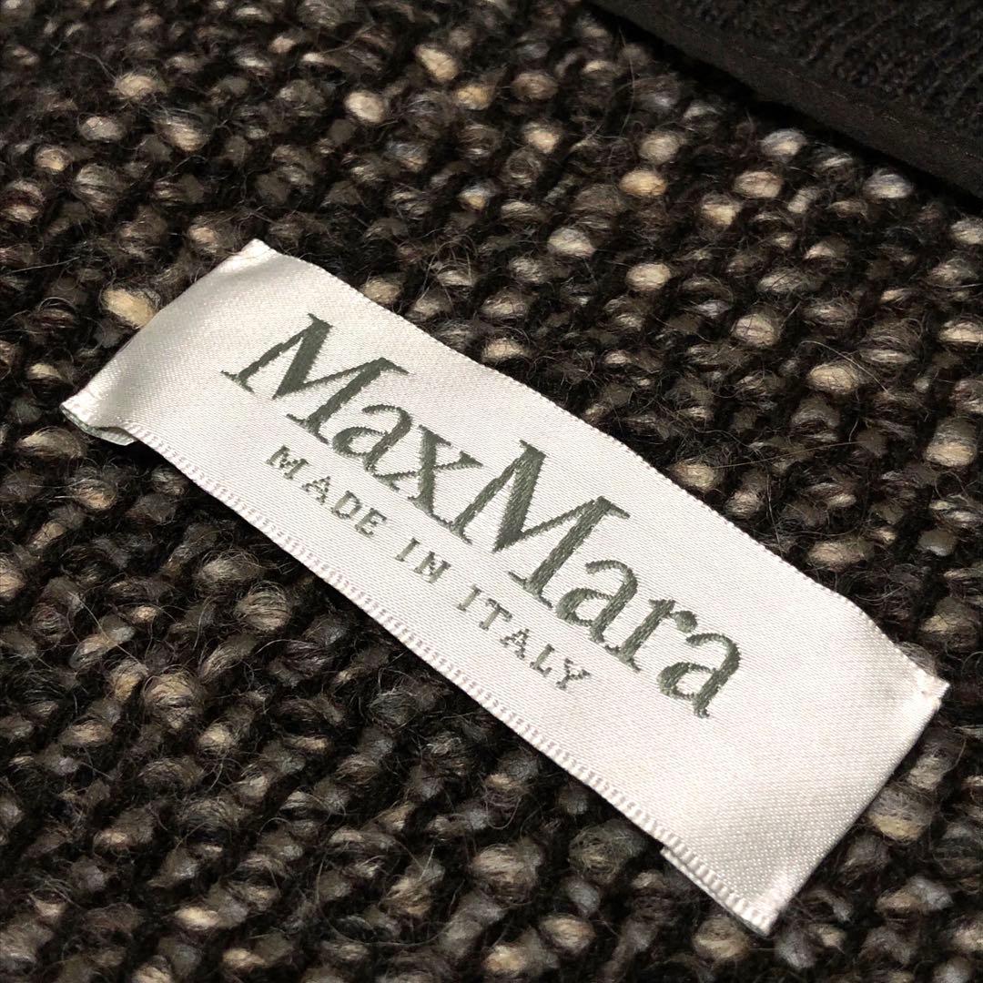 ⭕️美品　白タグ　マックスマーラ　ロングコート　ミンクファー　ツイード　ブラック系