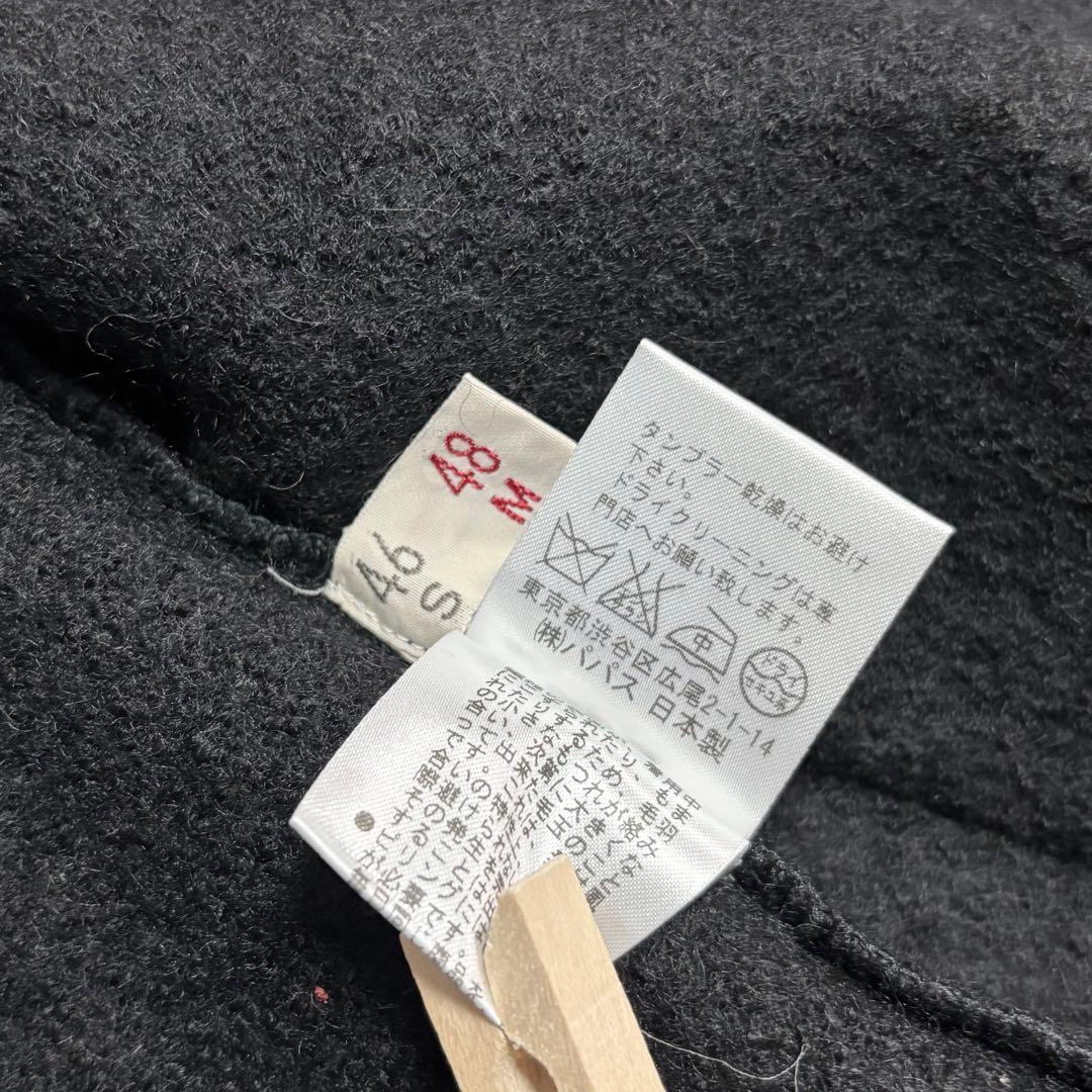 日本製　PAPAS　パパス　ウール100　黒・ブラック　ジャケット　48M