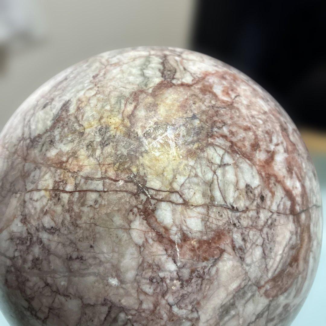 大型高級大理石 球体置物 木製台座付き( 球直径160mm)