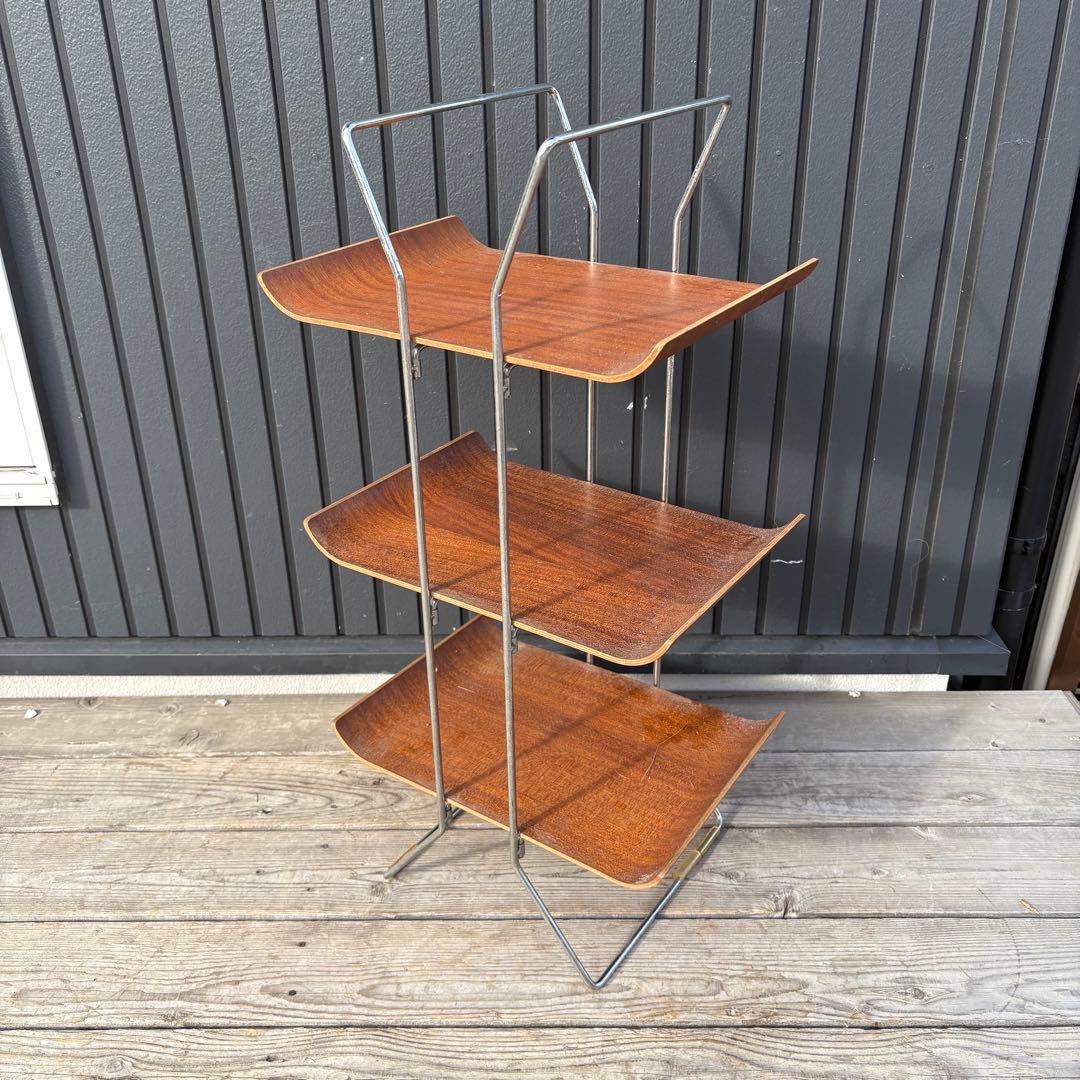 北欧レトロ 3段 ベントウッド プライウッド マガジンラック 飾り棚 木製