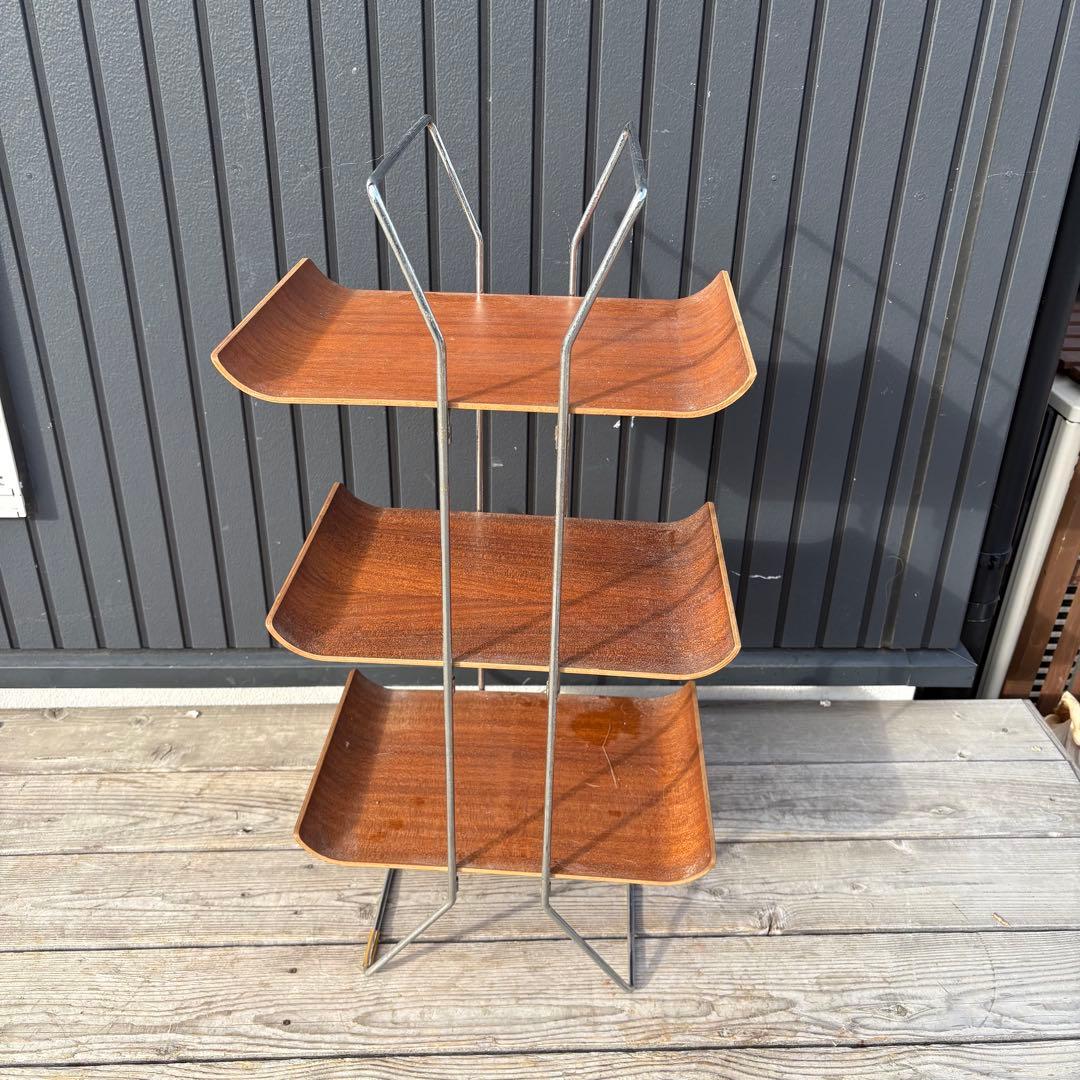 北欧レトロ 3段 ベントウッド プライウッド マガジンラック 飾り棚 木製