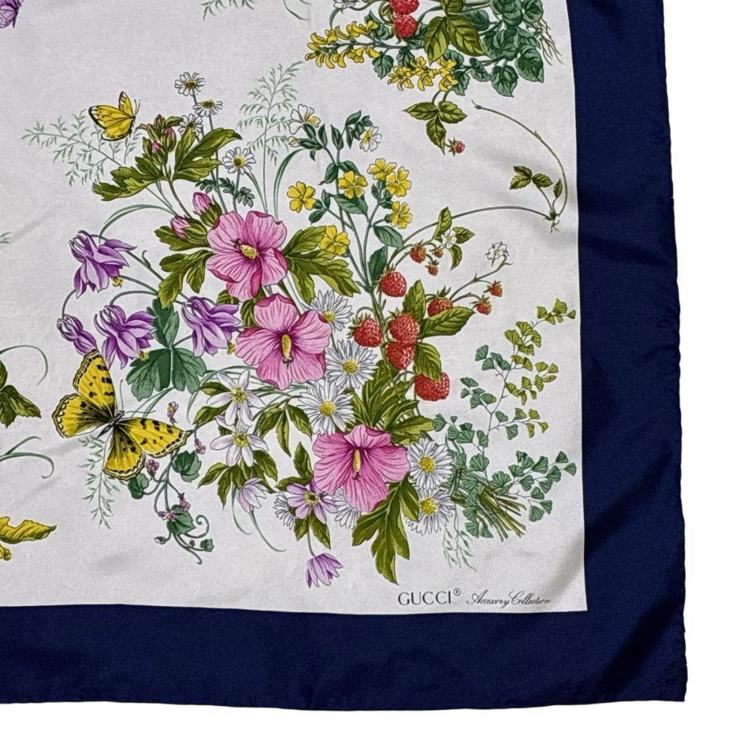 極美品✨GUCCI グッチ シルク イタリア 花柄 ロゴ 大判スカーフ ストール