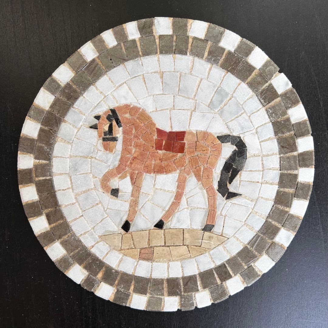 モザイクタイル　チュニジアの伝統工芸　馬　約18cm