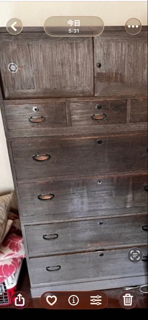 木製和風箪笥 ダークブラウン 桐タンス