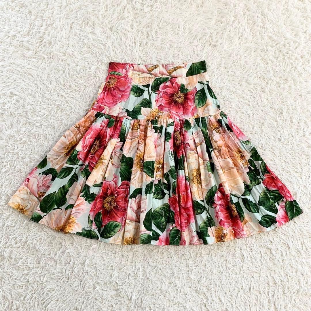 DOLCE&GABBANA　フローラル　ミディ丈　フレアスカート　花柄　42