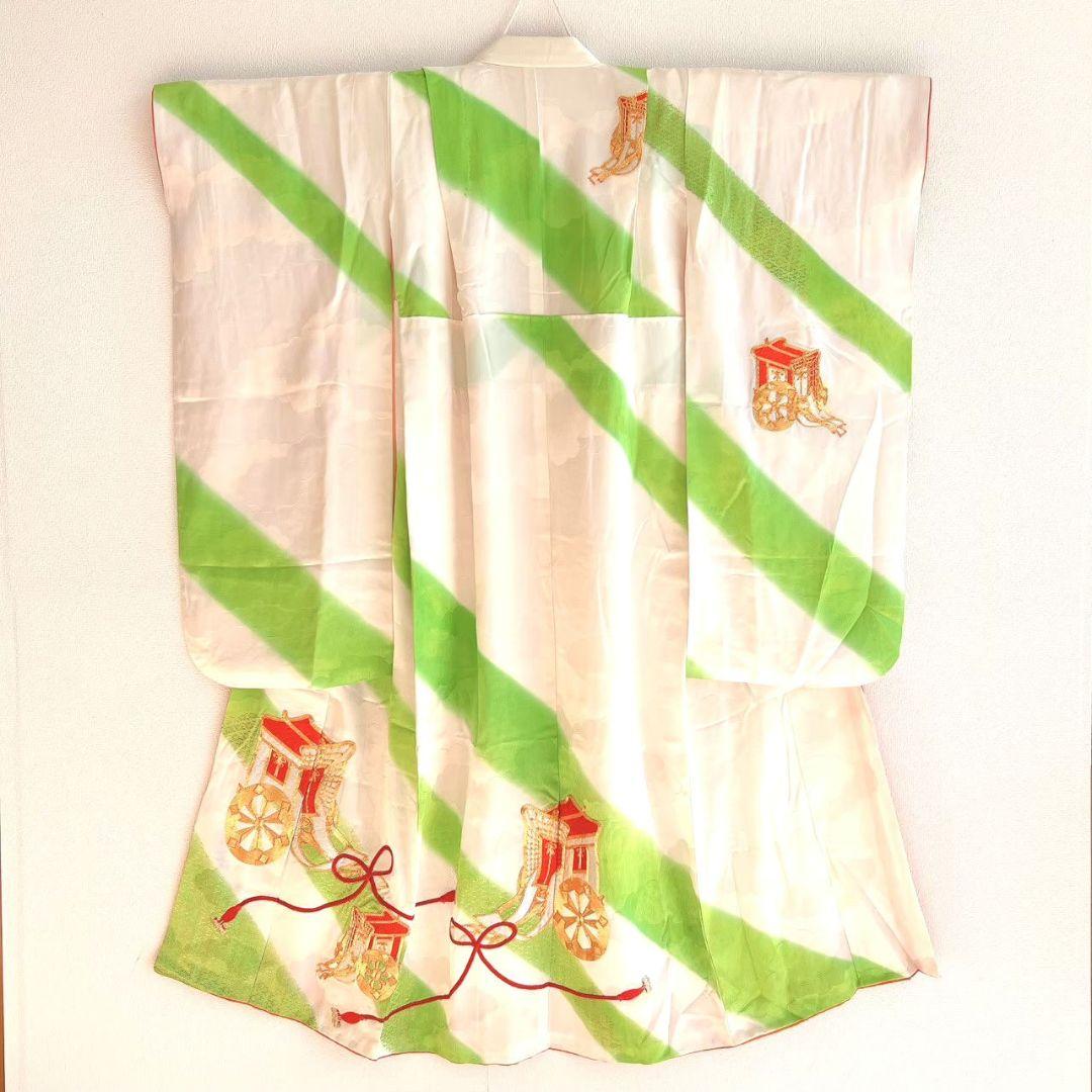 七五三　7歳　女の子　着物フルセット　小物セット　金糸刺繍　シンプル白　5032