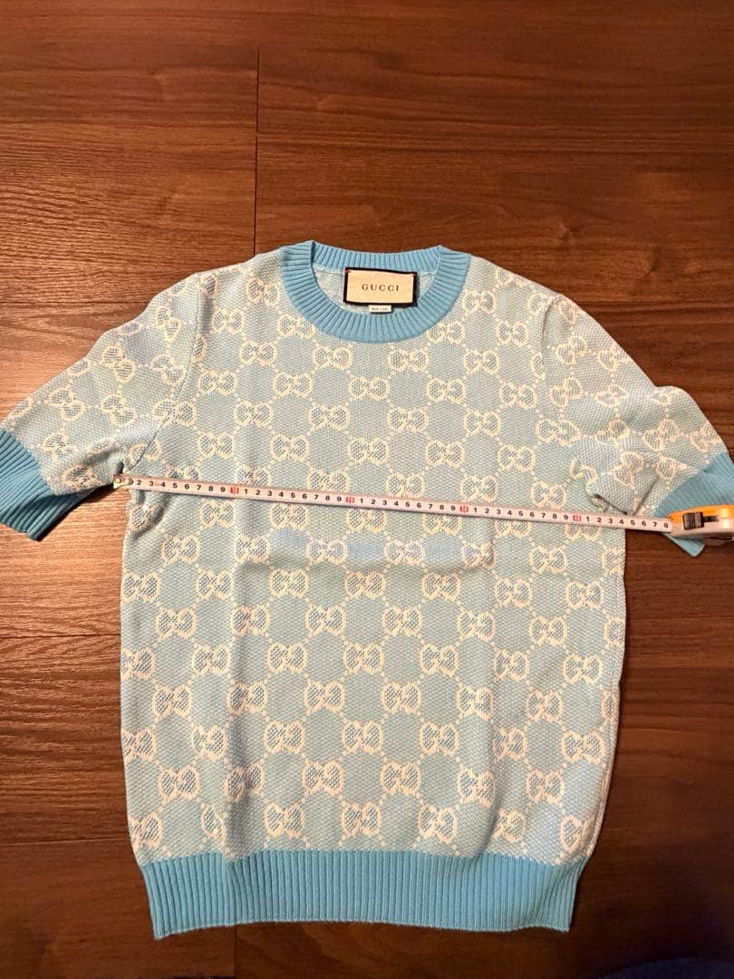 GUCCI 水色 ロゴニットセーター S