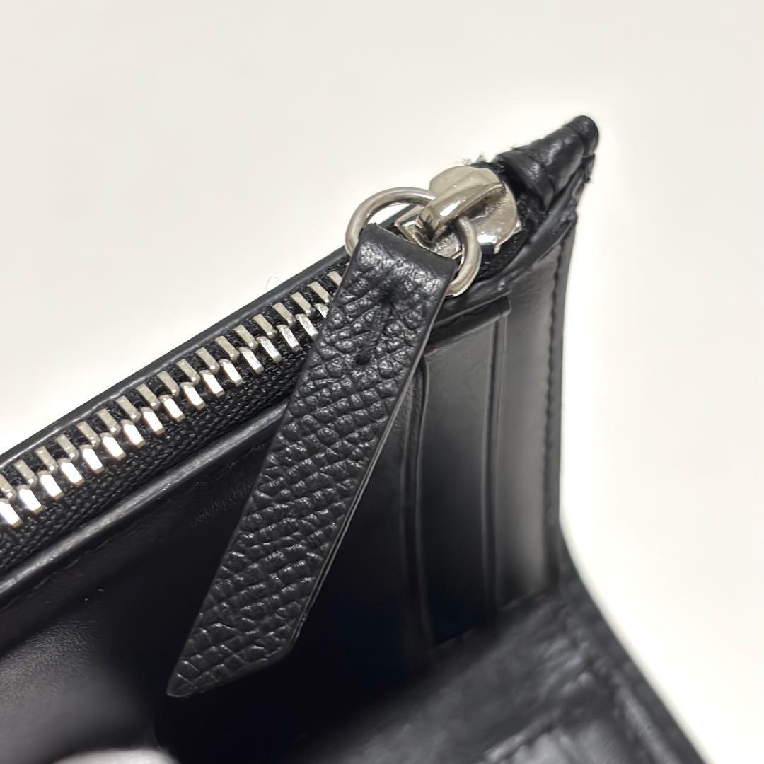 541✨美品✨メゾンマルジェラ 三つ折り財布 4ステッチ レザー ブラック 黒