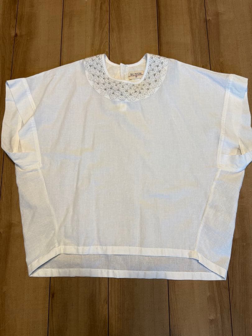 BUNON 刺繍　ホワイト　半袖　シャツ　M