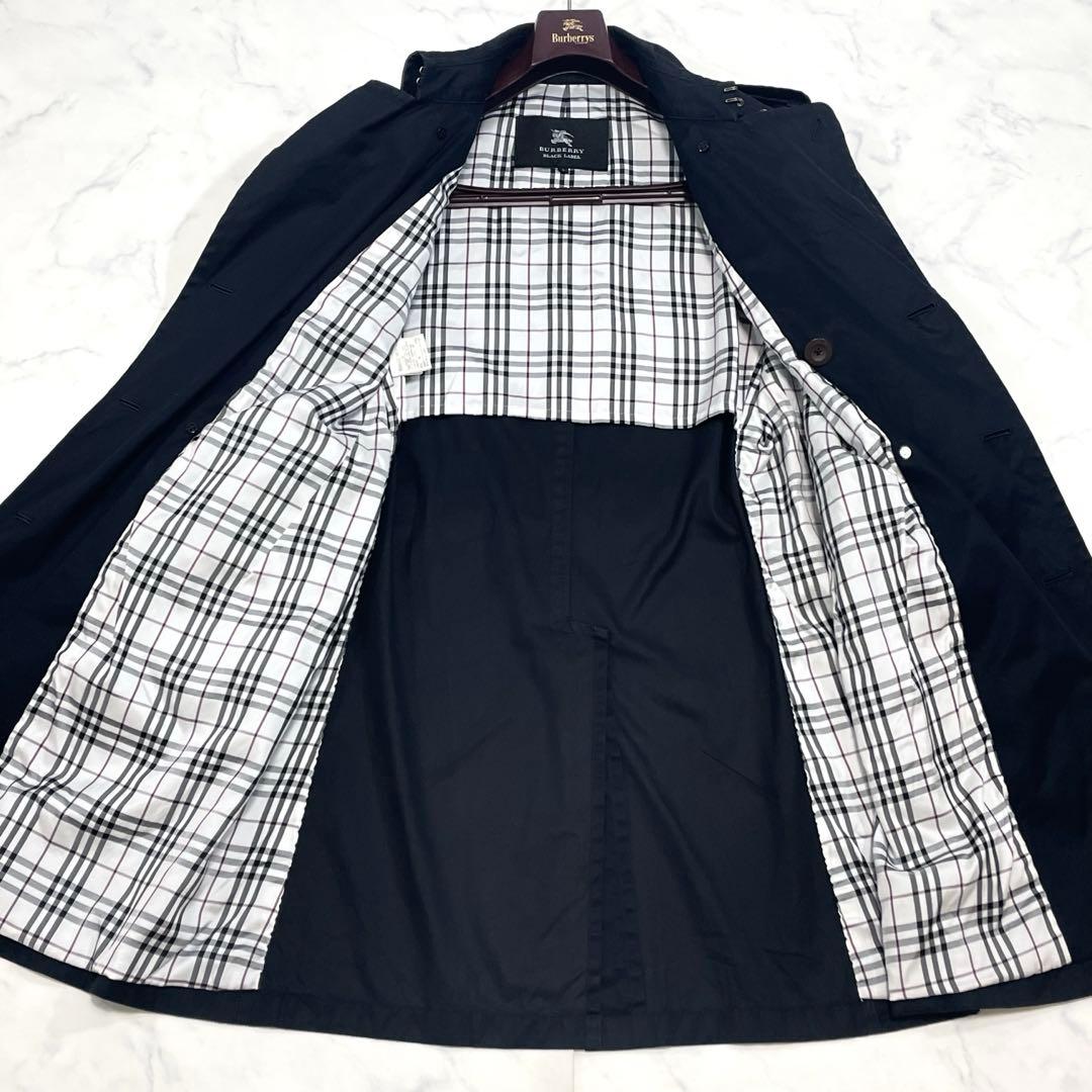 バーバリーブラックレーベル トレンチコート ノバチェック ベルト 黒 Lサイズ