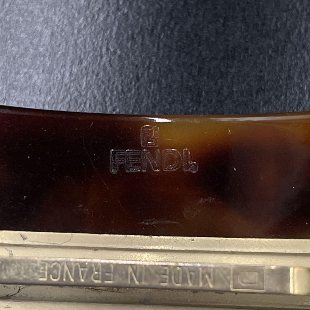 オールド　フェンディ　バレッタ　FFロゴ　べっ甲調　ヘアピン　髪留め　ブラウン