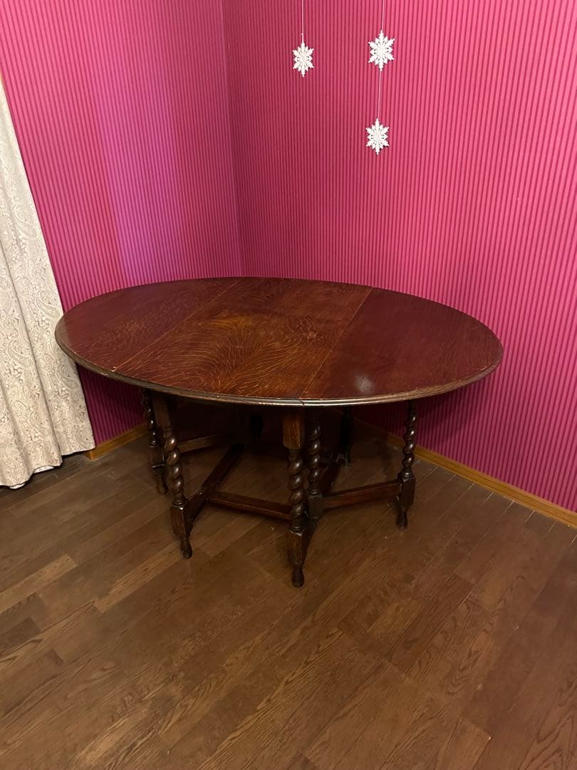 ぽこ　英国アンティークゲートレッグテーブル　バタフライテーブル　オーバル