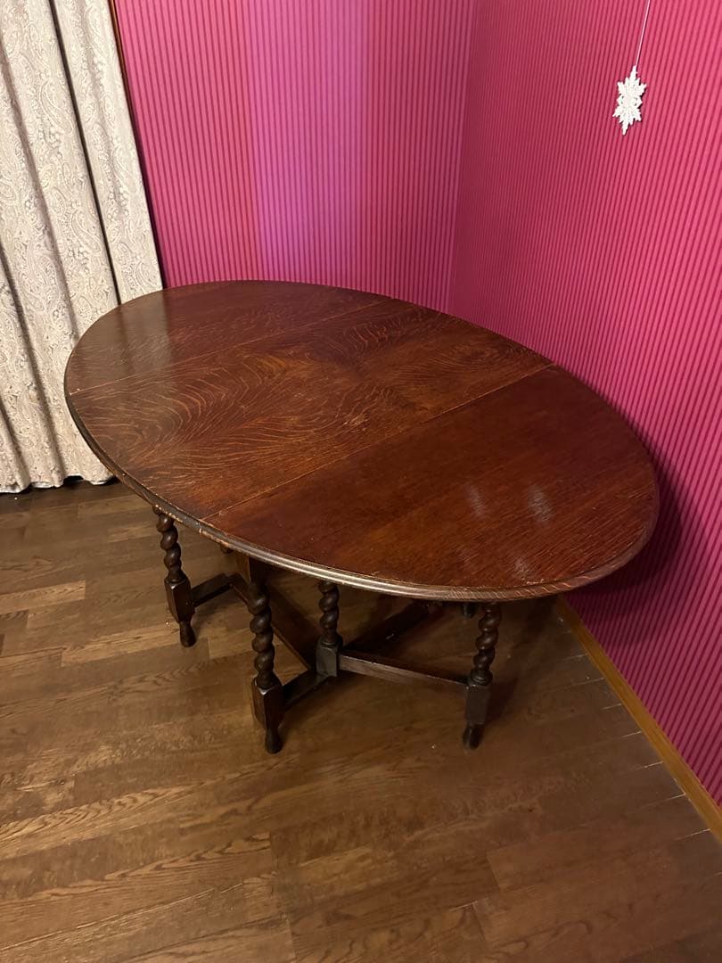 ぽこ　英国アンティークゲートレッグテーブル　バタフライテーブル　オーバル