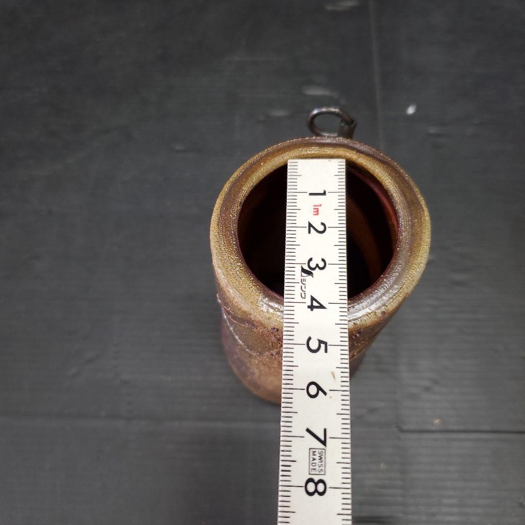 人間国宝 藤原雄作 備前焼 掛花入 共箱 栞 布 141