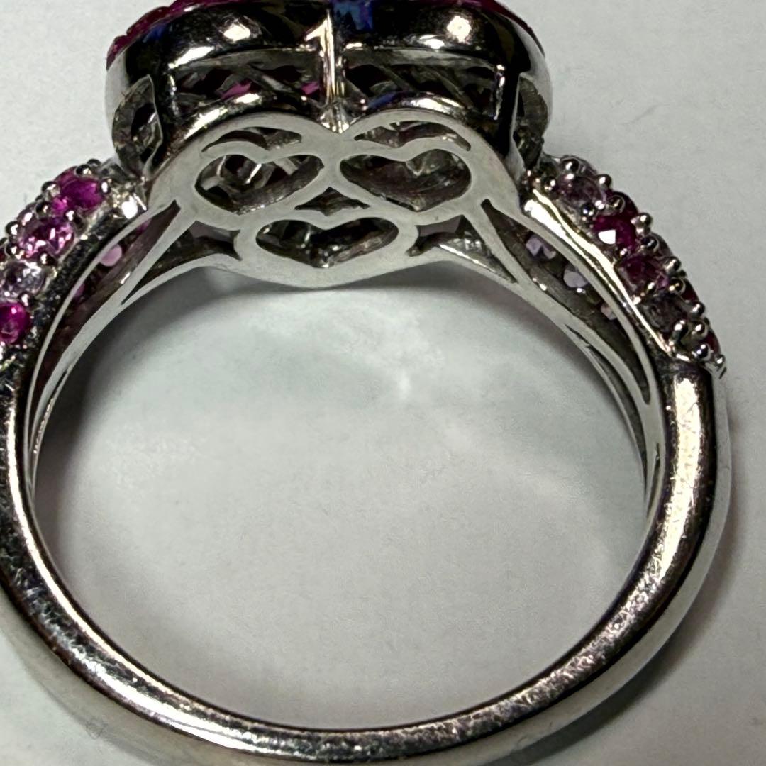 QVC笠原真寿美 K18ルビー ダイヤ　ピンクサファイア18KWGハートリング