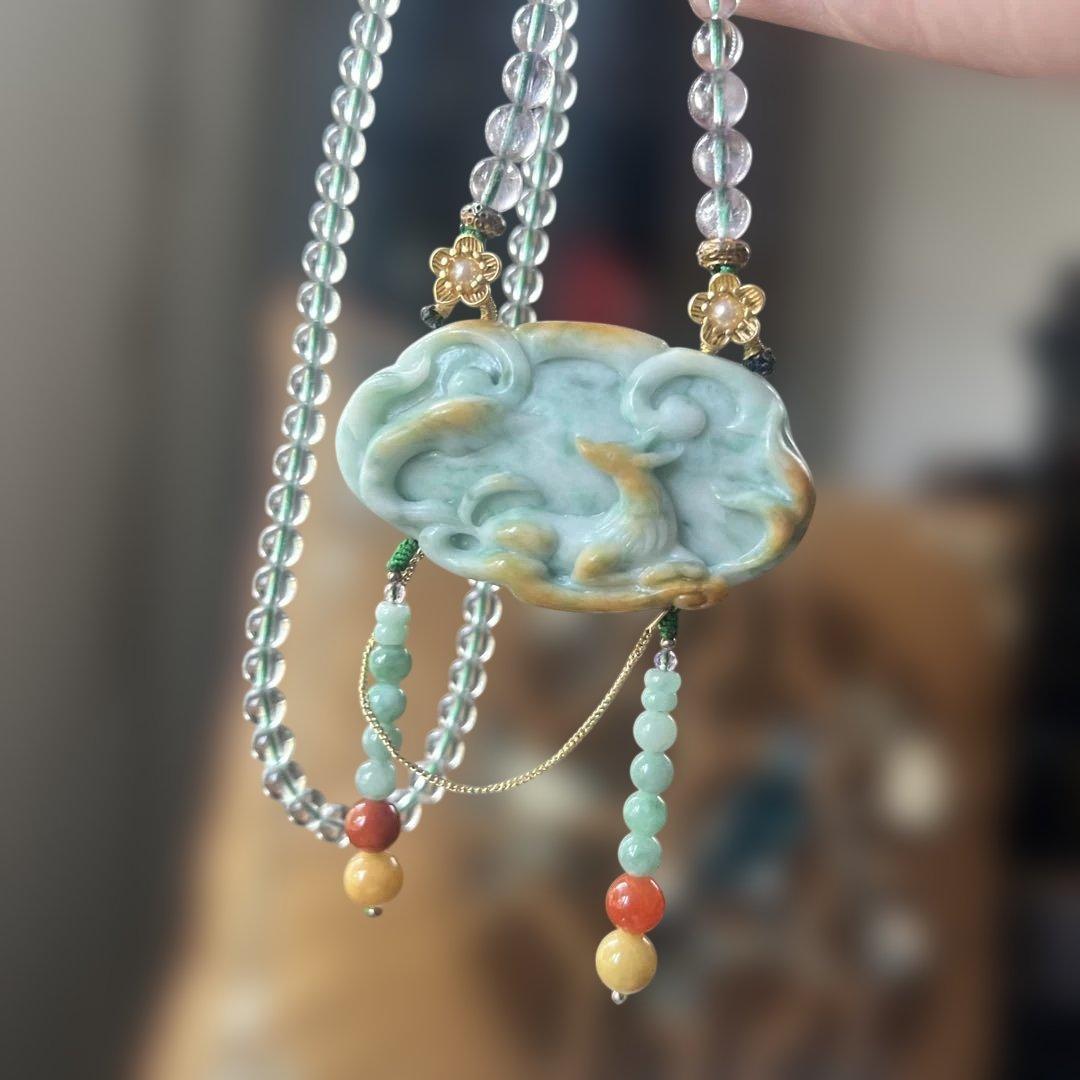 天然ミャンマー産 本翡翠 ネックレス ハンドメイド