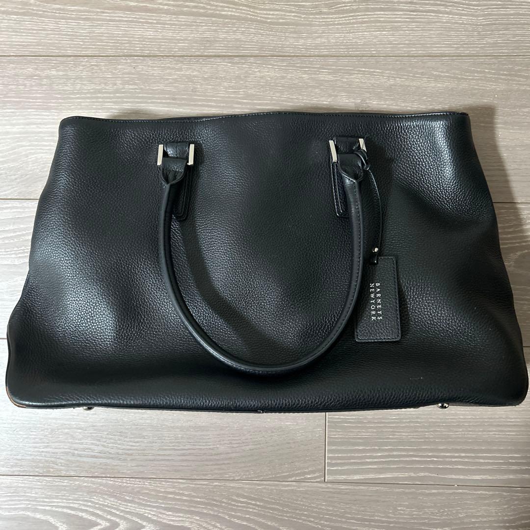 【美品】BARNEYS NEW YORK ブラックレザービジネスバッグ男女兼用