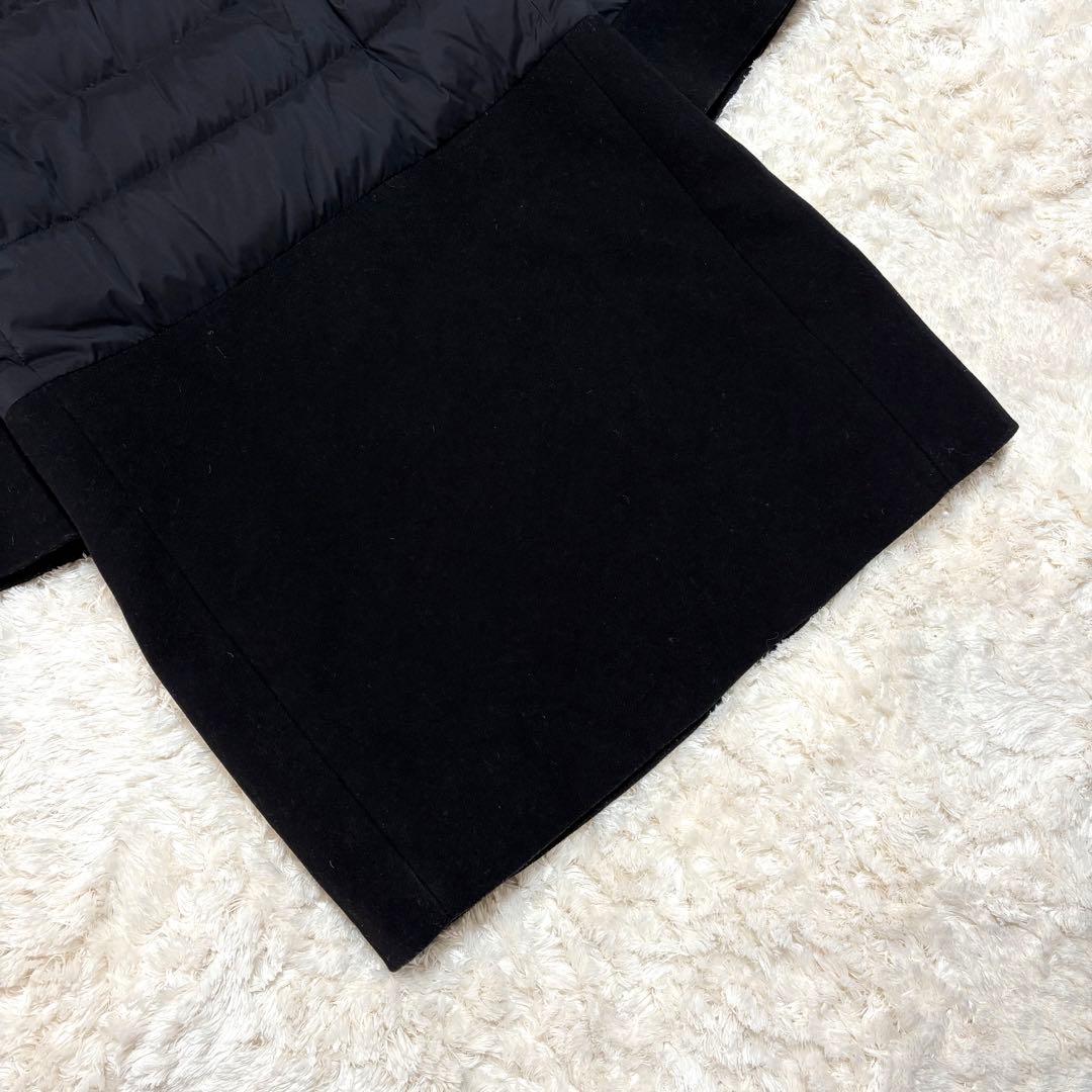 ヘルノ ウール 切替 異素材 切り替え スタンドカラー ダウン コート 44 黒