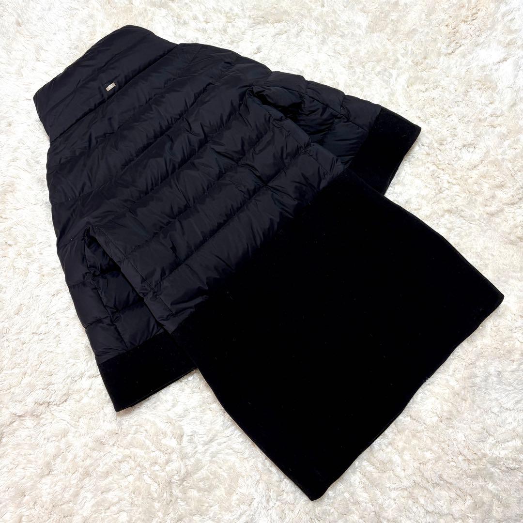 ヘルノ ウール 切替 異素材 切り替え スタンドカラー ダウン コート 44 黒