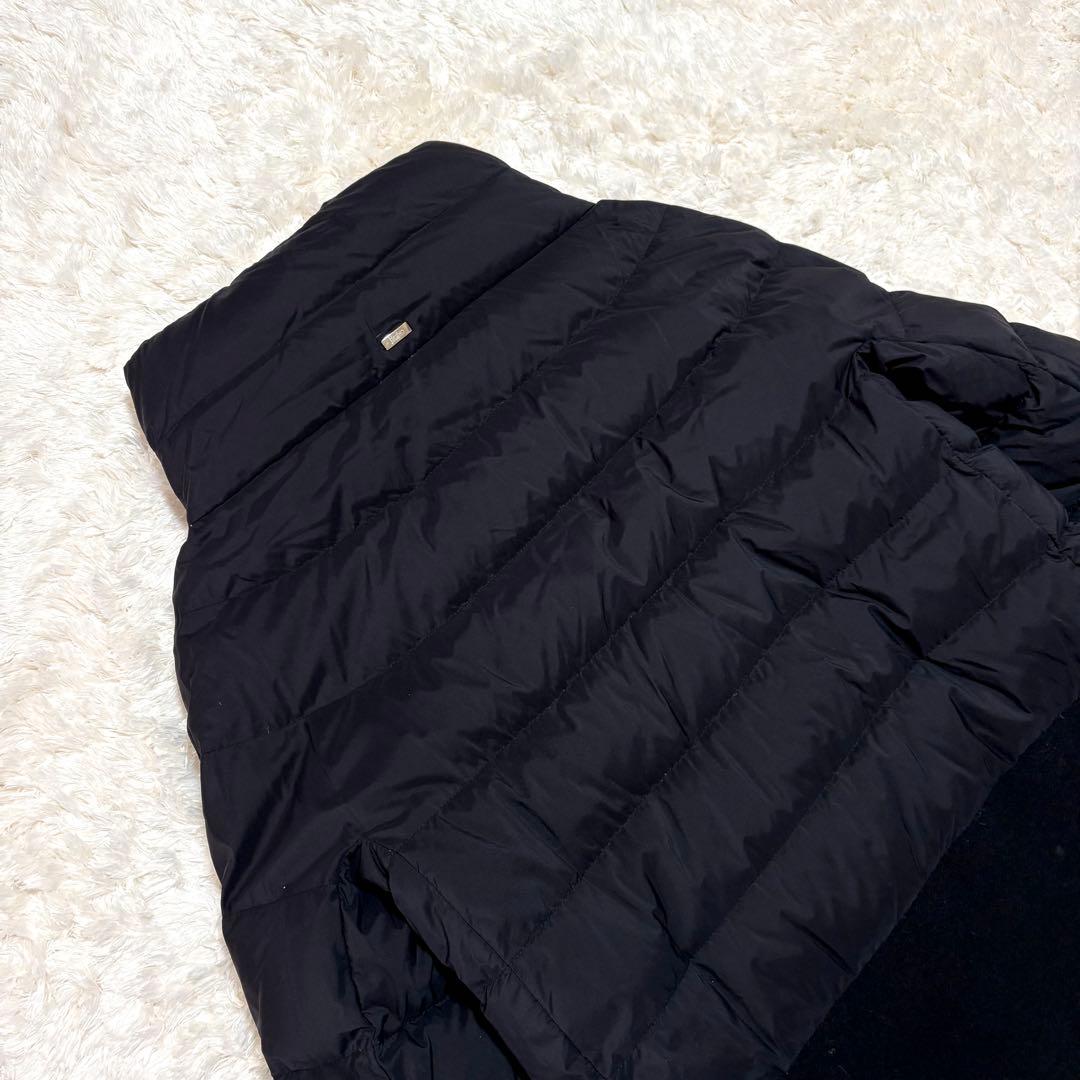 ヘルノ ウール 切替 異素材 切り替え スタンドカラー ダウン コート 44 黒