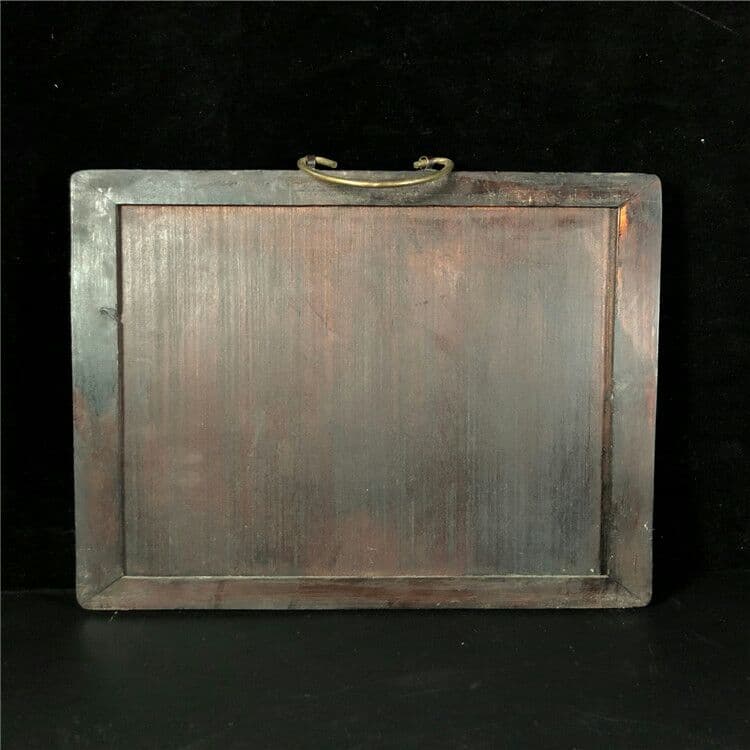 陶磁手描き青花風吹荷笑陶板絵古木枠象眼陶板古典的なインテリアストラップ