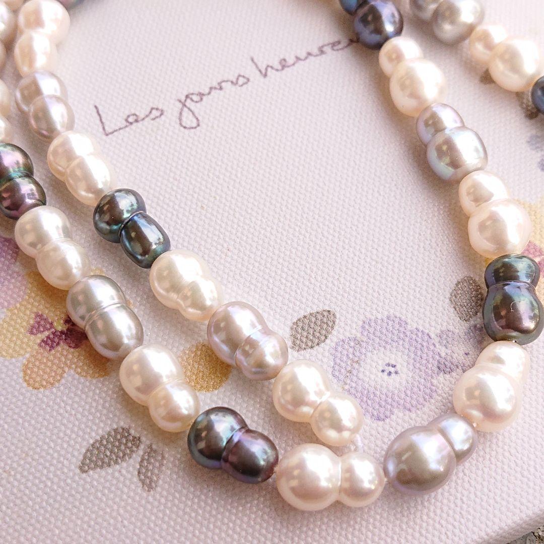 淡水双子パール　一連　ハンドメイド材料　加工不可