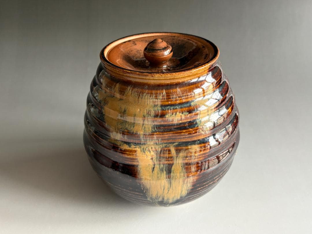 陽炎園　膳所焼　水指　茶道具