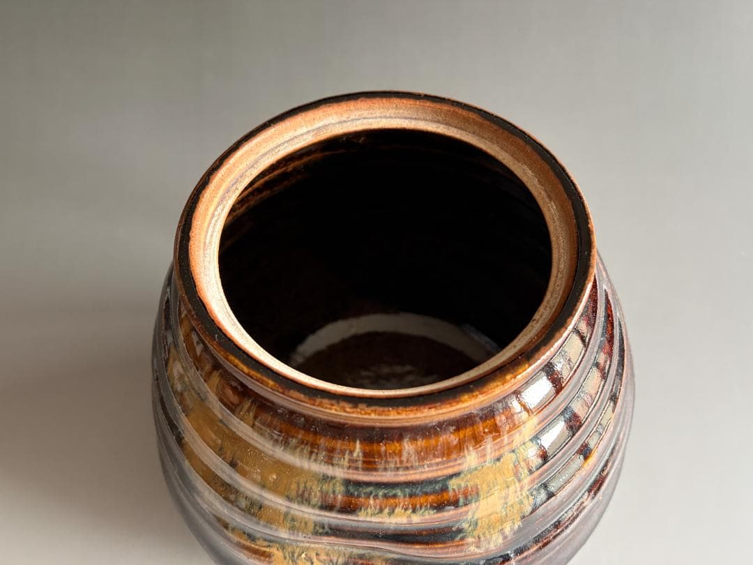 陽炎園　膳所焼　水指　茶道具