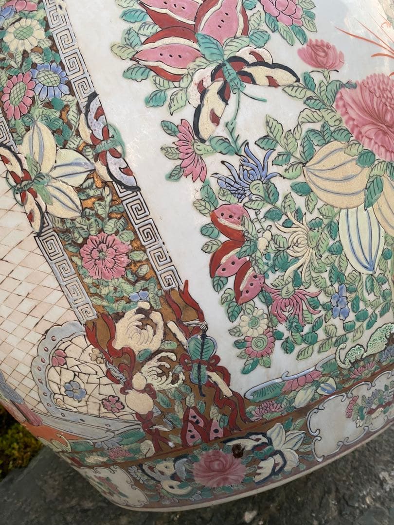 乾隆年製　水鉢　大型　睡蓮鉢　中国　金魚鉢　壺　骨董
