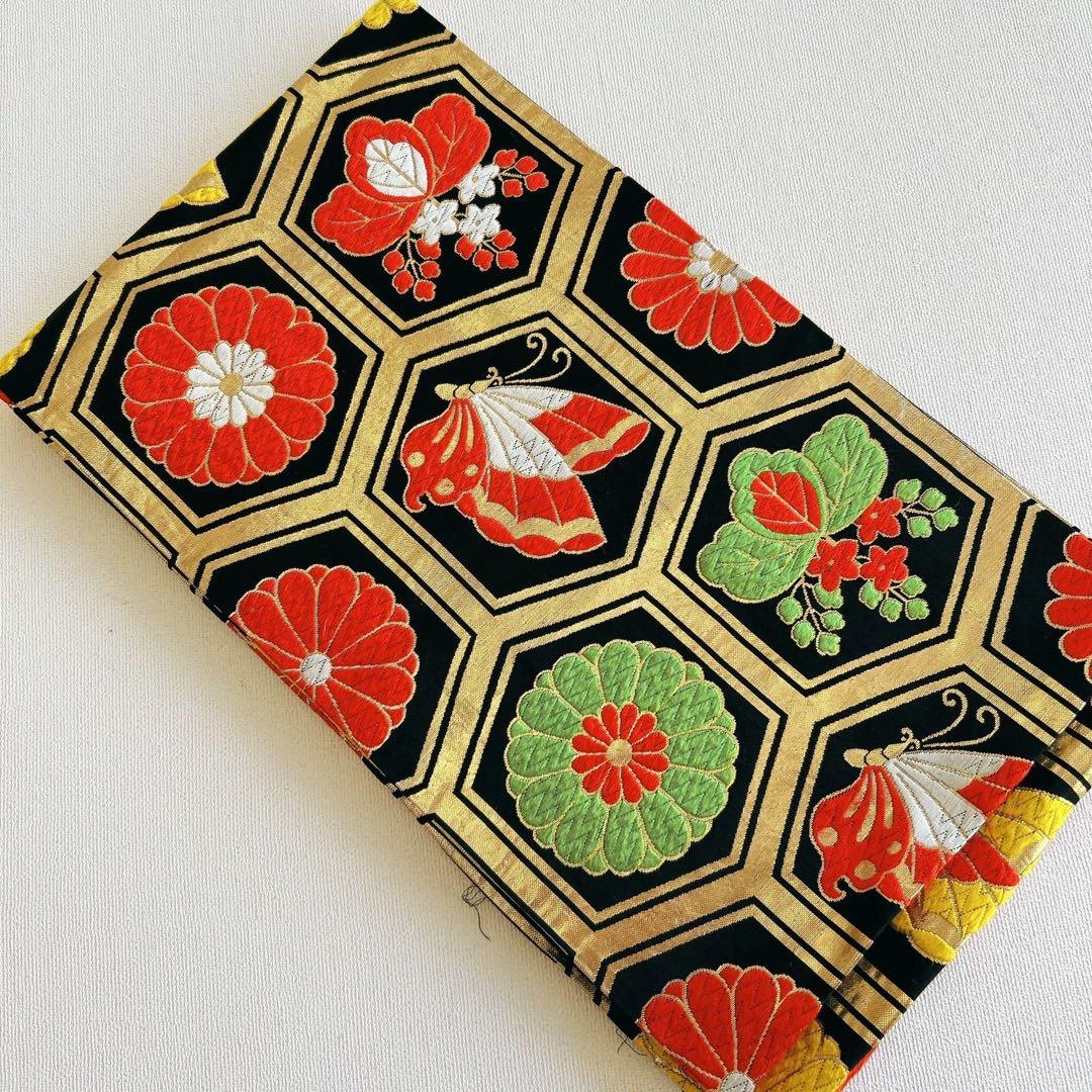 セット　七五三７歳女の子　着物＆帯＆簡単半衿＆小物　豪華刺繍　みかん色金銀刺繍桜