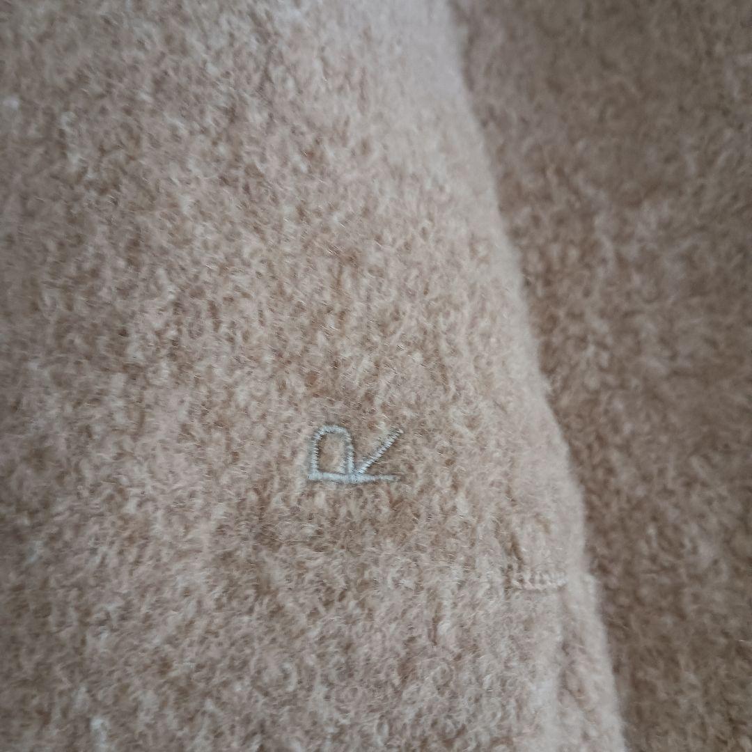 45R　縮絨ニットのコート ウールジャケット R刺繍 ベージュ